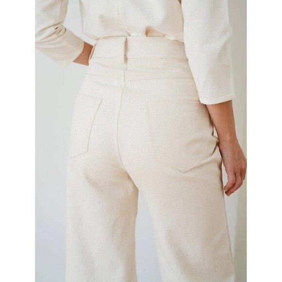 NWT Laude the Label Bone High Rise Camp Pant Jeans 0 - Picture 2 of 9